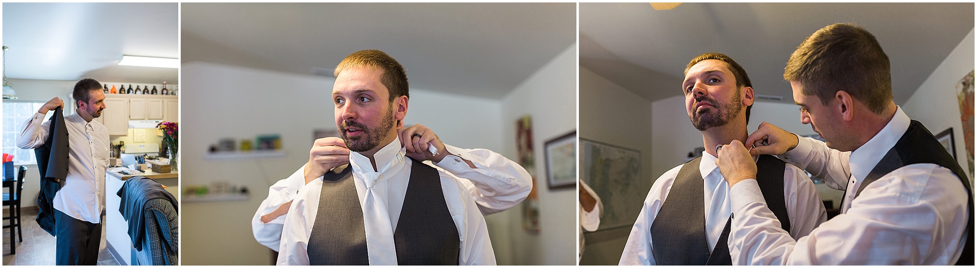 A Bend, Oregon groom dresses for his Hollinshead Barn Fall Wedding. | Erica Swantek Photography