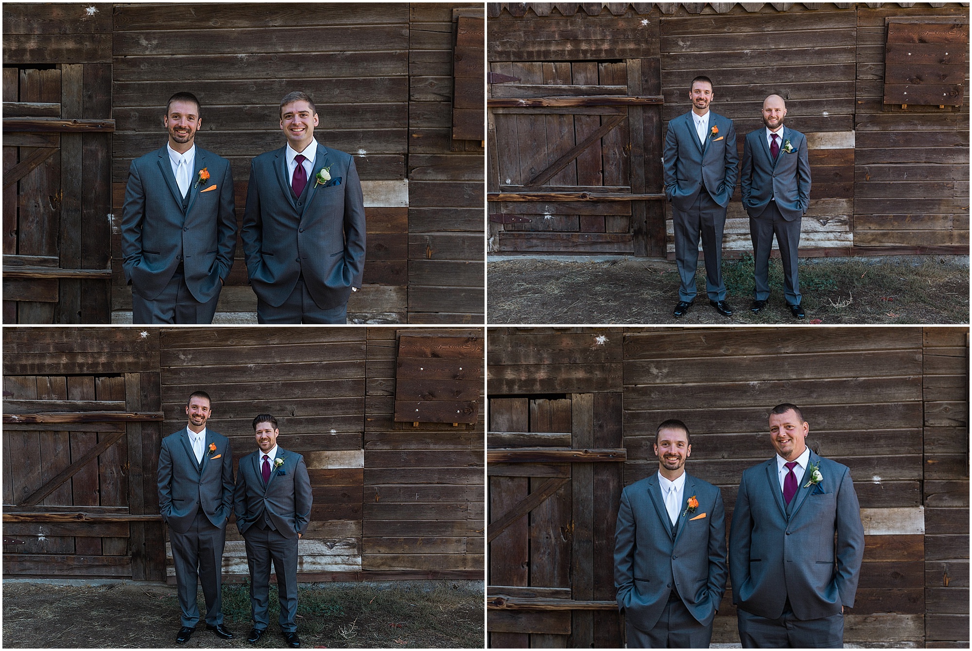 Individual portraits of the groom and each groomsmen is a nice keepsake for your wedding. Photographed by Bend Oregon wedding photographer Erica Swantek Photography. 