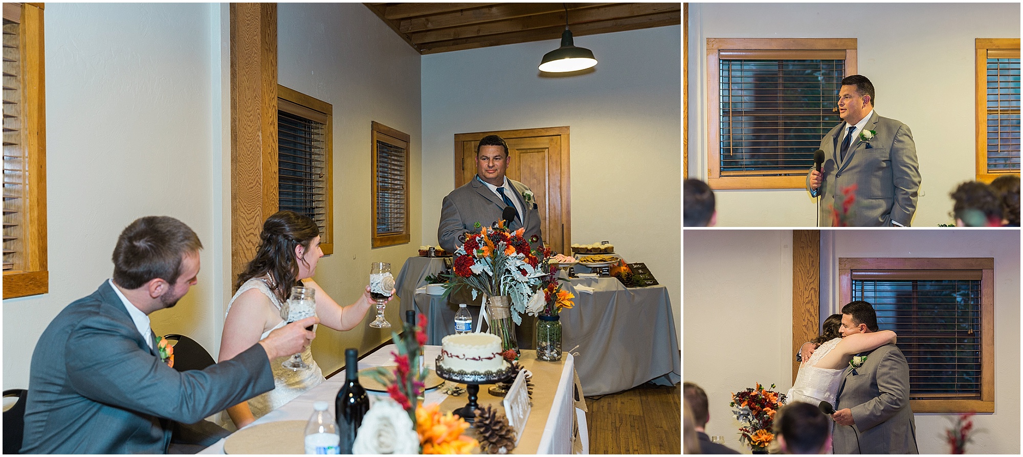 Wedding toasts to the bride & groom at this Hollinshead Barn fall wedding in Bend, Oregon. | Erica Swantek Photography
