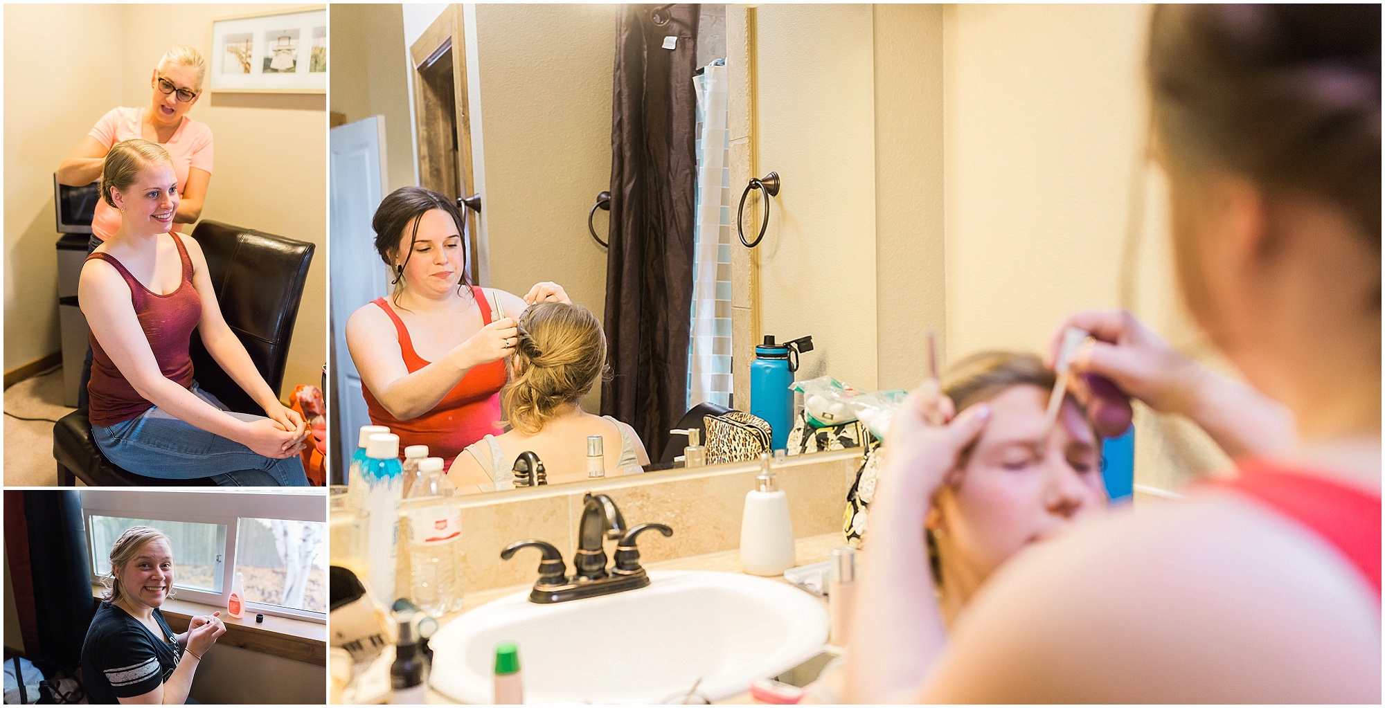 Bridesmaids get ready for a Hollinshead Barn Fall Wedding in Bend, OR. | Erica Swantek Photography