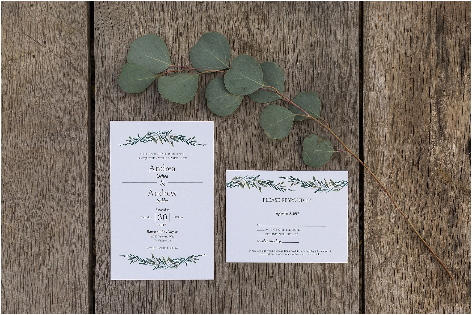 A simple wedding invitation suite for a Ranch at the Canyons fall wedding in Bend, OR. | Erica Swantek Photography