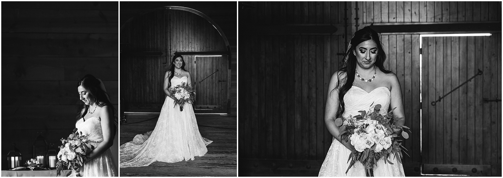 Beautiful black and white bridal portraits inside the Tuscan Stables at the Ranch at the Canyons wedding venue near Smith Rock. | Erica Swantek Photography