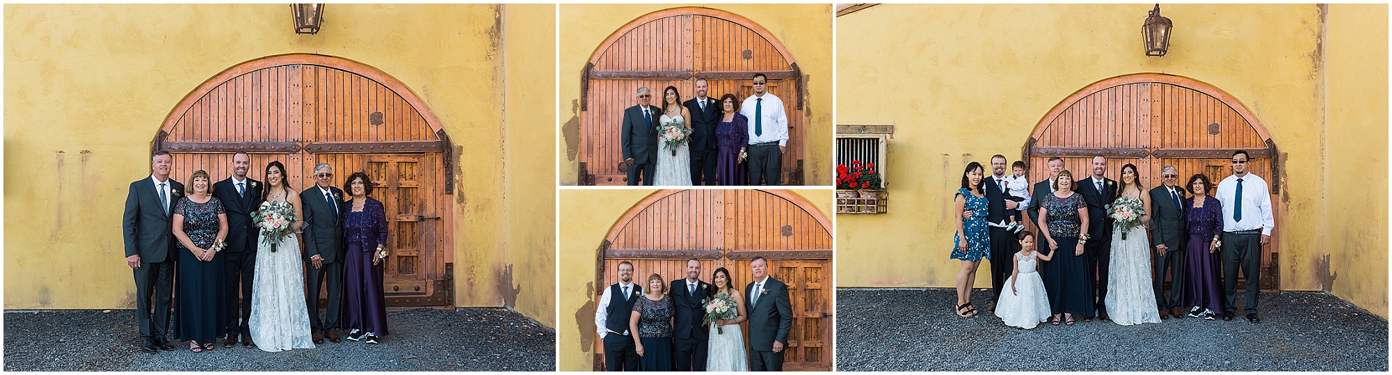 Family formal portraits at the Tuscan Stables wedding venue at Ranch at the Canyons. Photographed by Bend Oregon wedding photographer Erica Swantek Photography. 