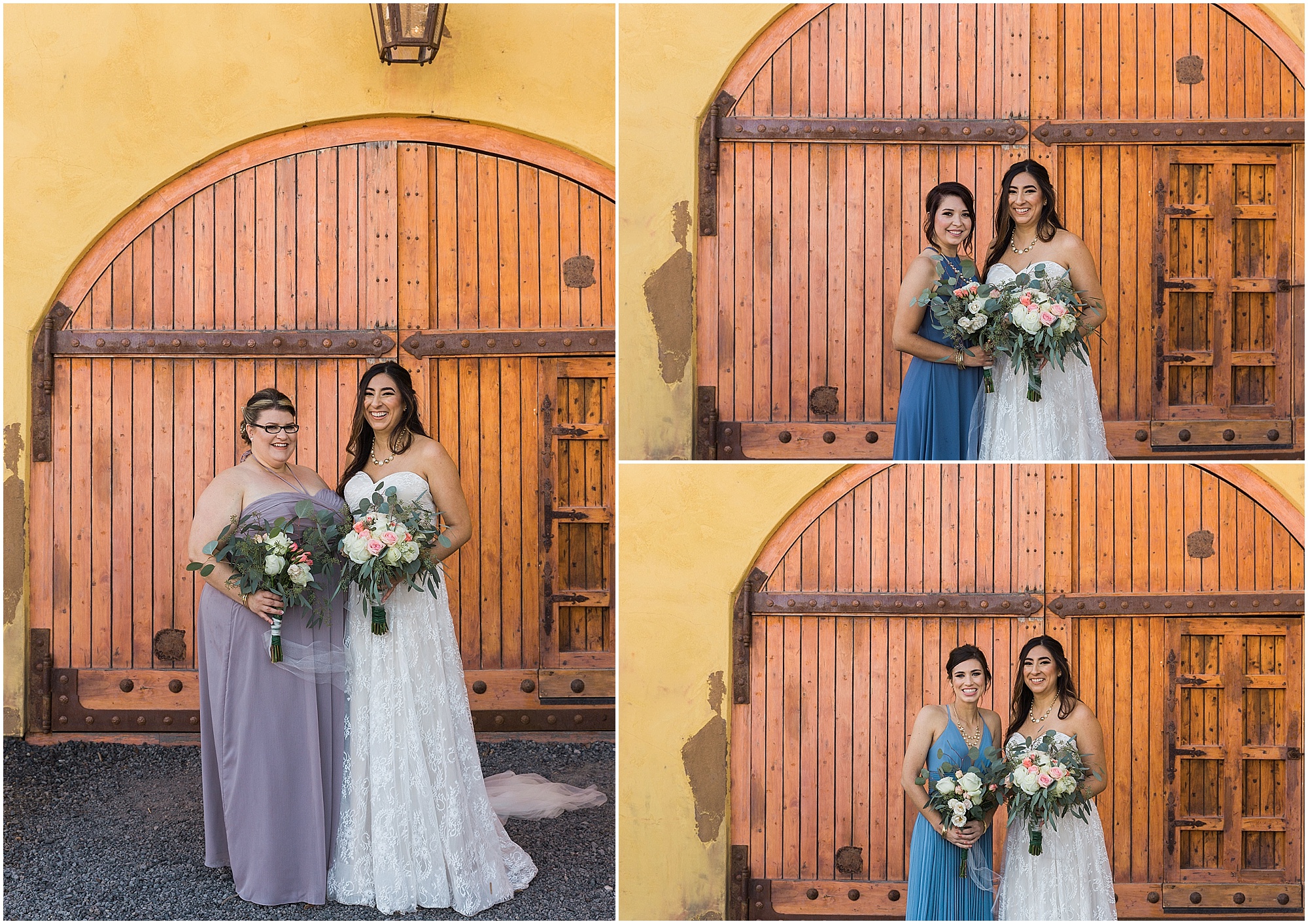 The bride poses with each brid