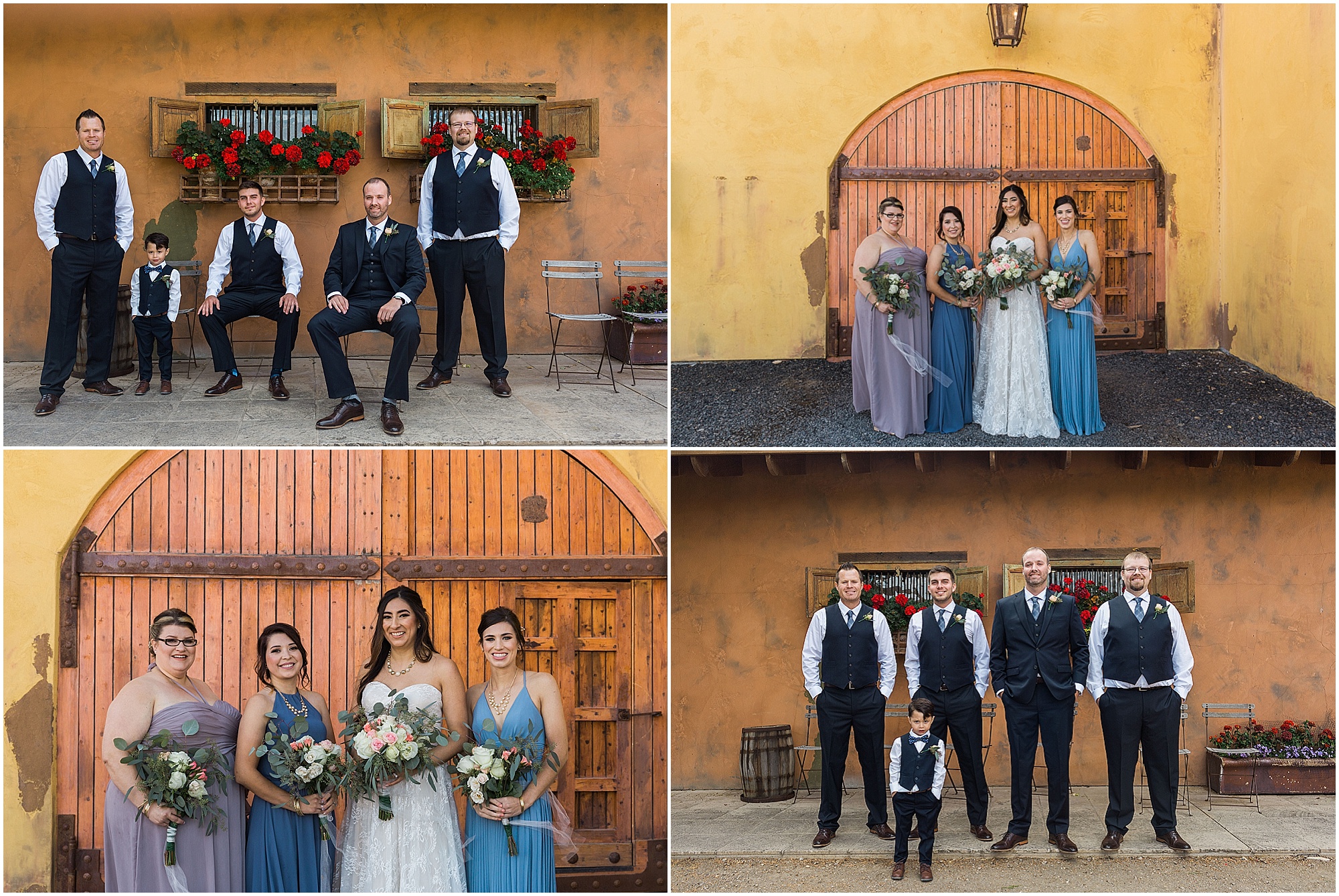 Bridesmaid and groomsmen formal photos at the Tuscan Stables wedding venue at Ranch at the Canyons in Central Oreogn. | Erica Swantek Photograpy