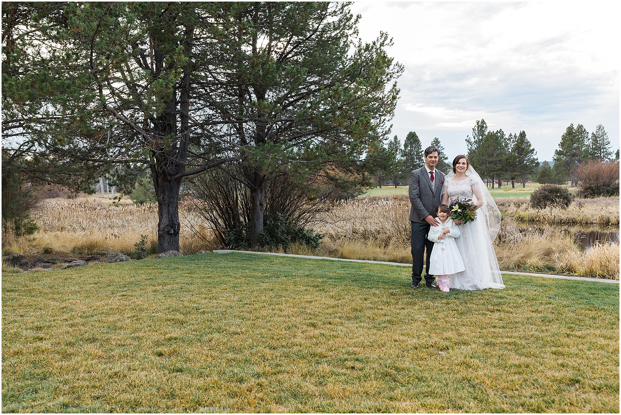 A gorgeous family portrait on this couple's wedding day at Sunriver Resort in Oregon. | Erica Swantek Photography