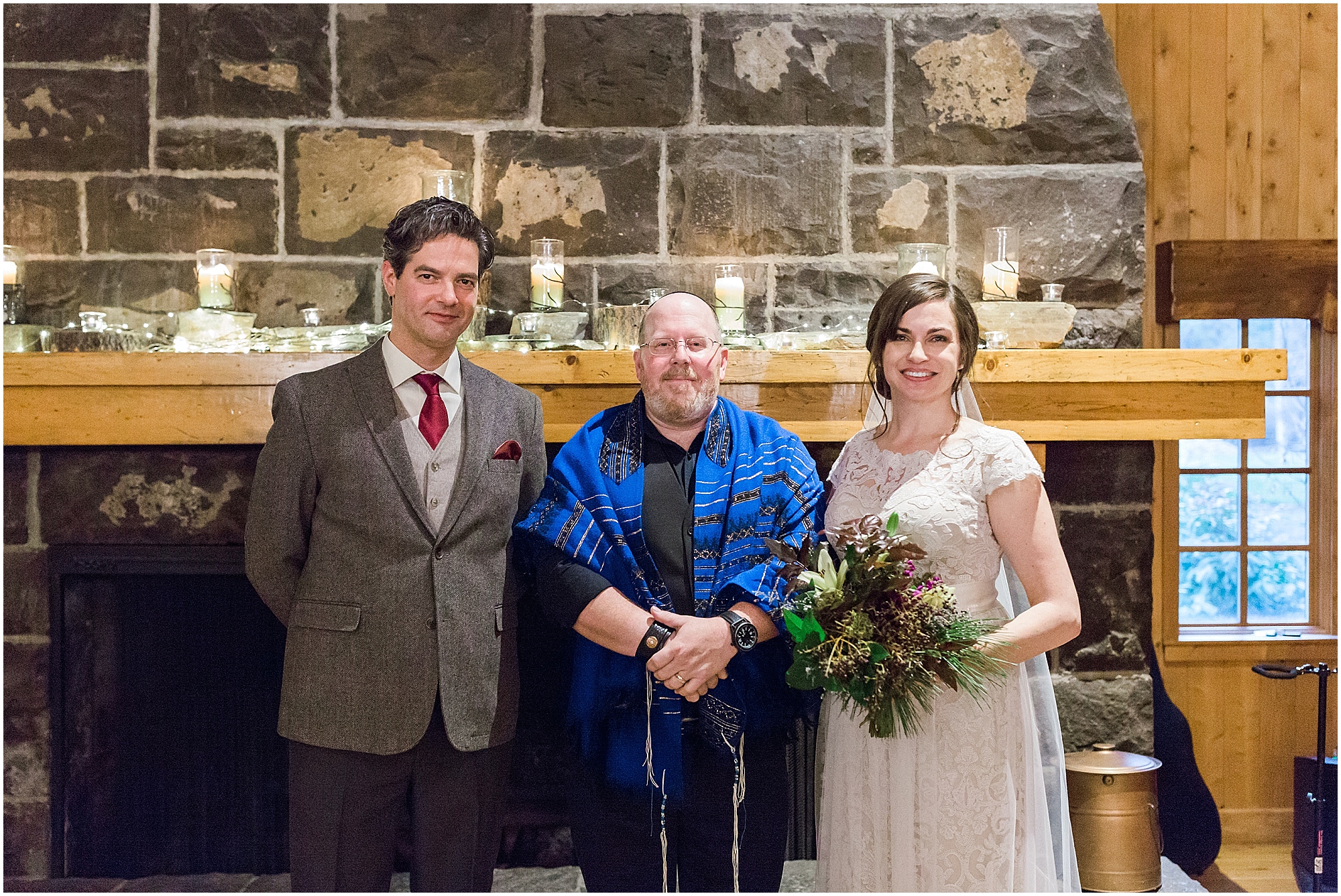 Rabbi Adam married this couple in an intimate ceremony in the Fireside Room at their Sunriver Resort winter wedding in Oregon. | Erica Swantek Photography