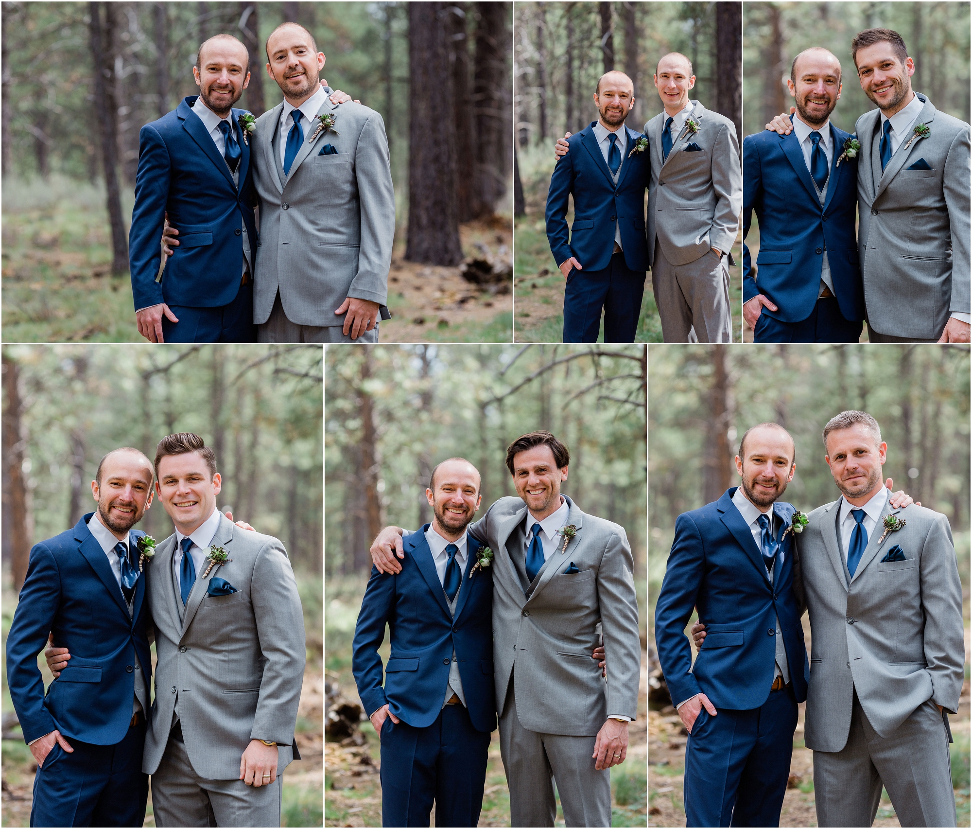 The groom wears a cobalt blue suit and his groomsmen are all in grey with blue ties. | Erica Swantek Photography