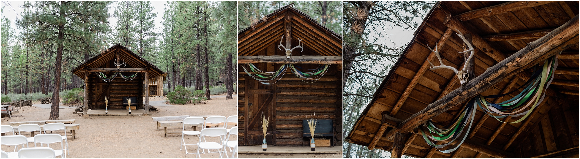 The gorgeous High Desert Museum homestead makes a beautiful ceremony location for this rustic museum wedding venue in Bend, OR. | Erica Swantek Photography