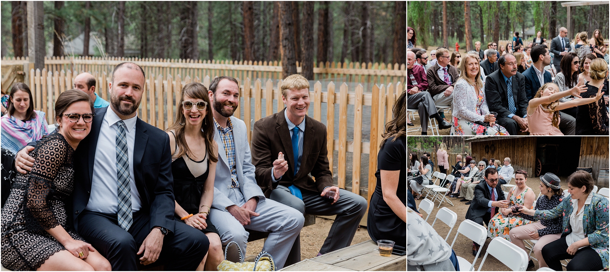 Guests are seated and ready for the spring outdoor wedding ceremony situated at the High Desert Museum Homestead in Bend, OR. | Erica Swantek Photography