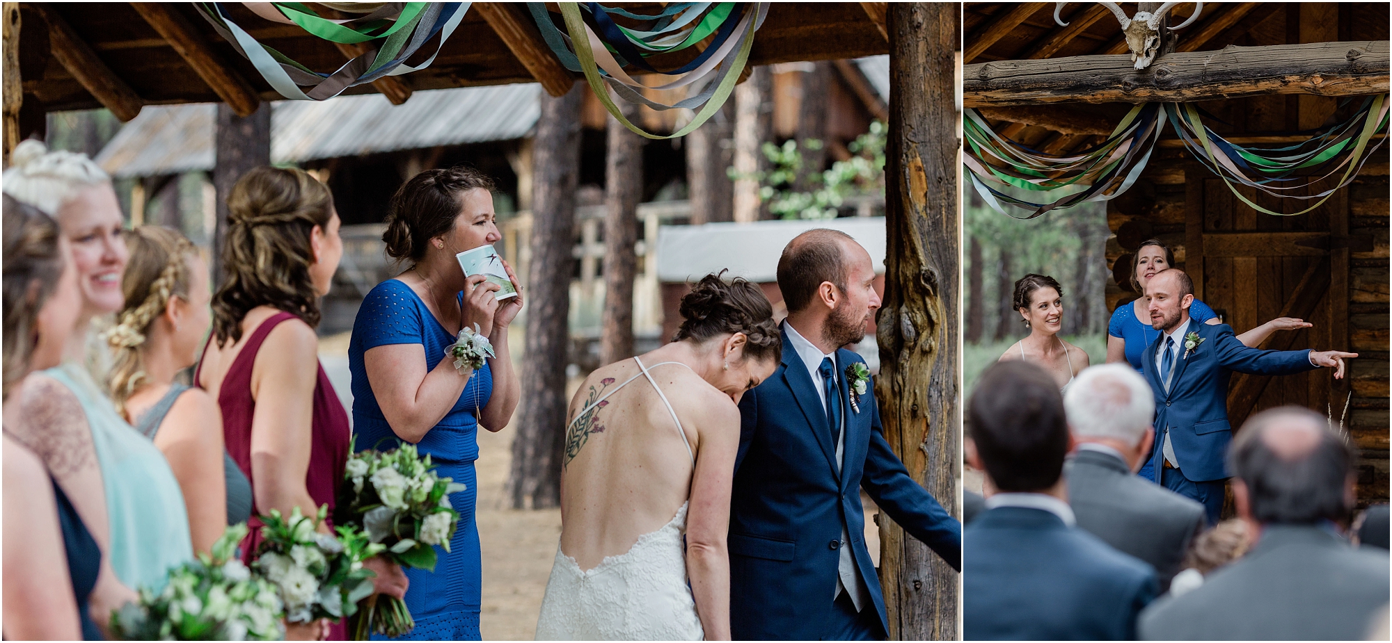 Funny moments with laughter at this outdoor wedding ceremony in beautiful Bend, OR. | Erica Swantek Photography