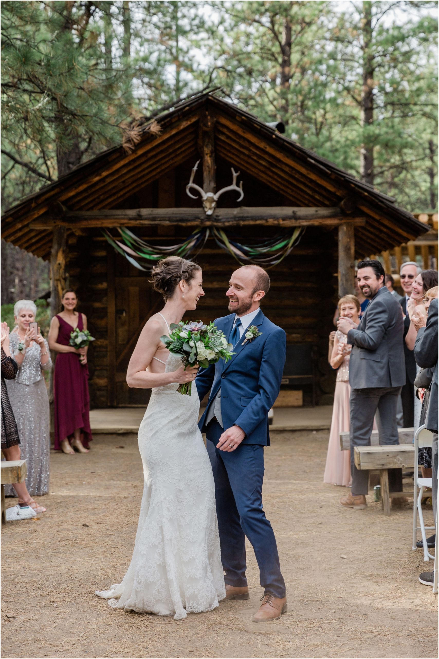 A celebration as the couple are officially pronounced husband and wife at the Miller Family Ranch in Bend, OR. | Erica Swantek Photography