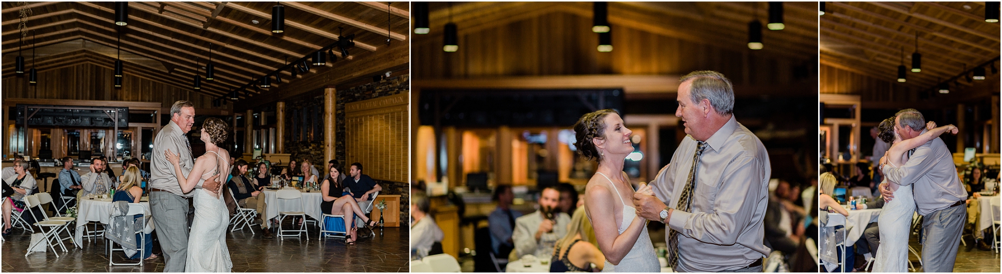 A father daughter wedding dance in Bend, Oregon's rustic museum wedding venue in Bend. | Erica Swantek Photography
