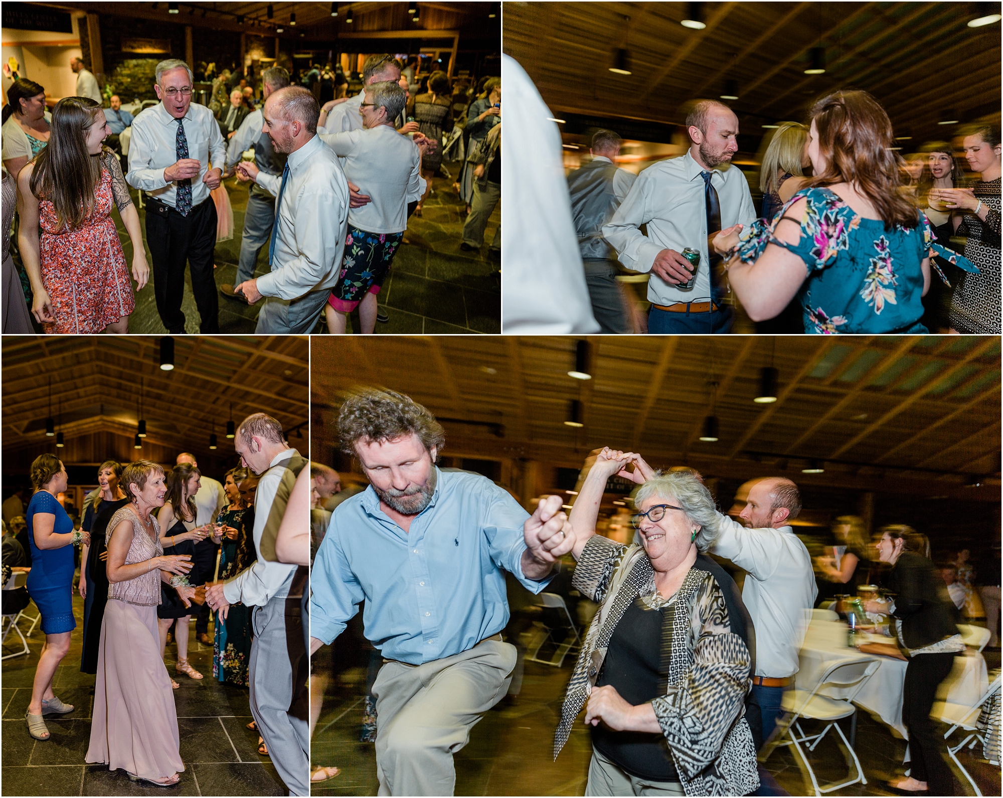 Wedding guests get down on the dance floor at this Bend, OR wedding at the High Desert Museum. | Erica Swantek Photography