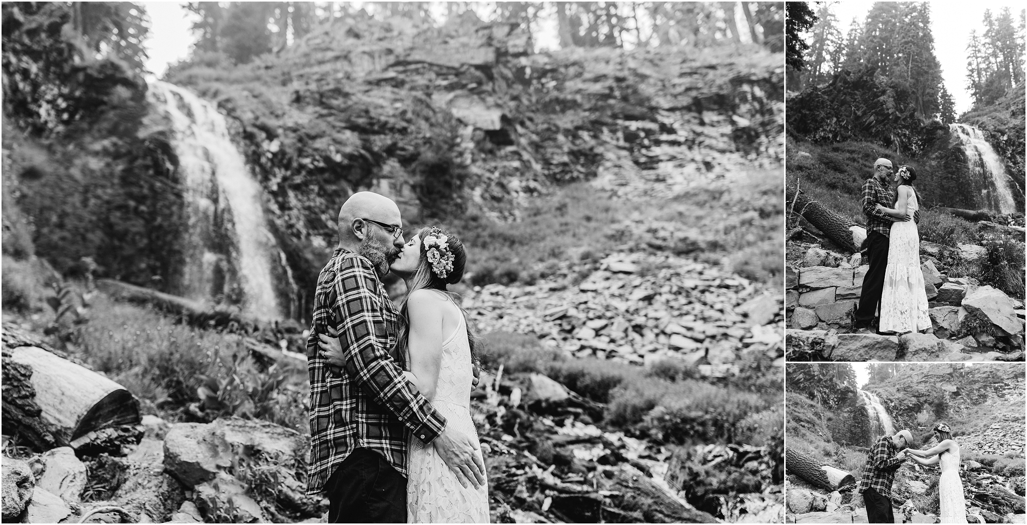 Gorgeous black and white images of an indie couple during their Crater Lake elopement ceremony in Oregon. | Erica Swantek Photography