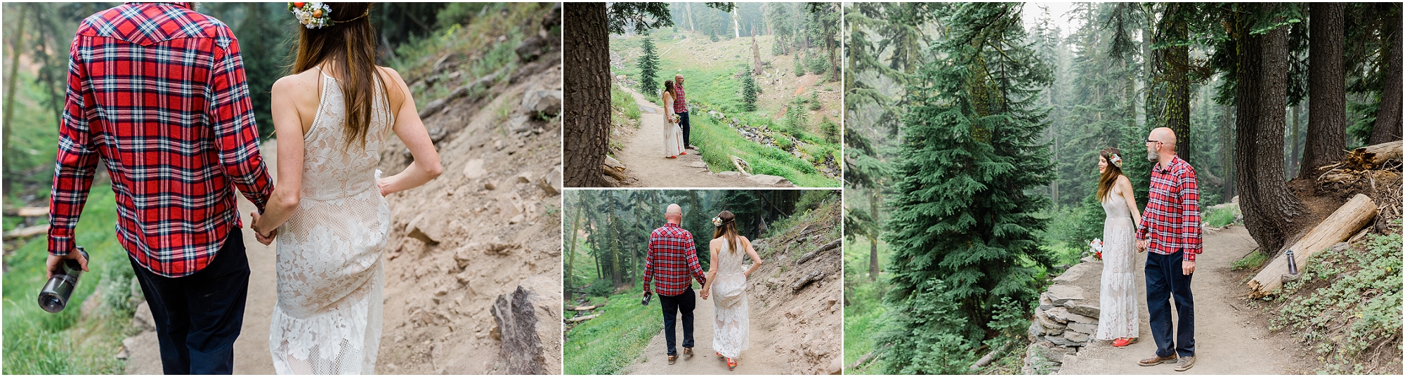A Crater Lake Elopement in Oregon with hiking to a waterfall for the ceremony. | Erica Swantek Photography