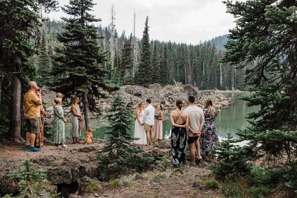 intimate elopement ceremony at sparks lake with family