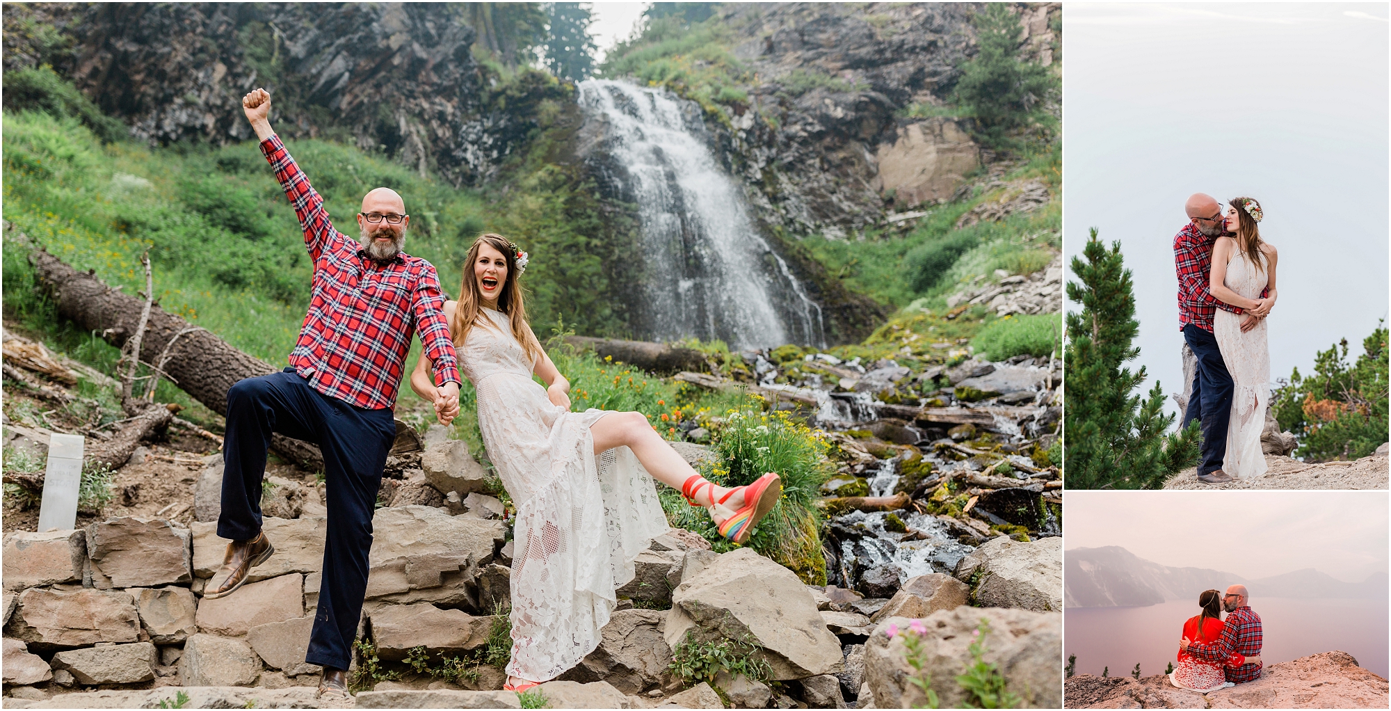 A couple celebrates their elopement at Crater Lake National Park near Bend, Oregon. | Erica Swantek Photography