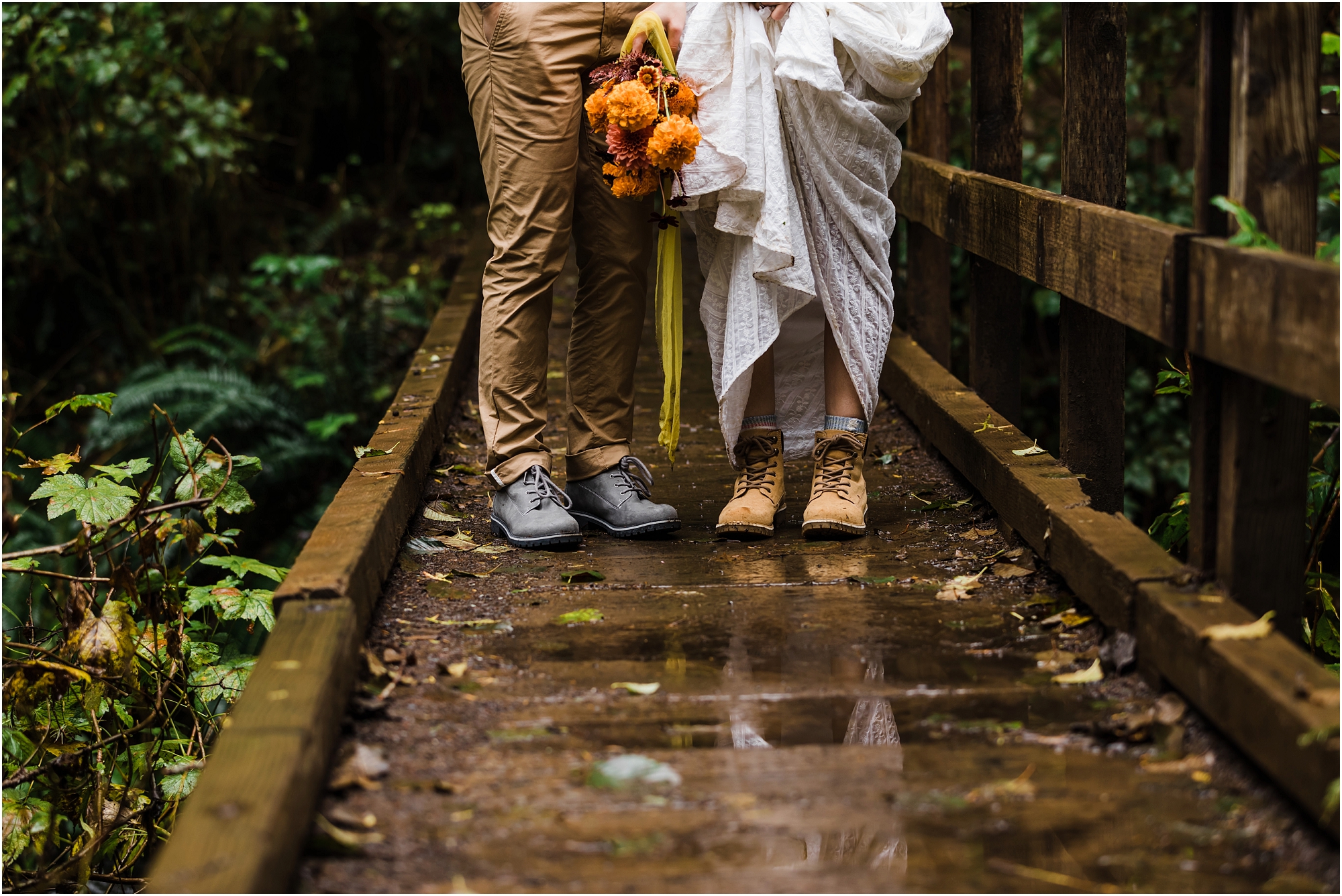 A PNW hiking adventure elopement isn't complete without the couple showing off their hiking boots! | Erica Swantek Photography
