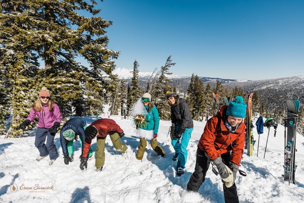 fun and adventurous ski elopement at mt bachelor