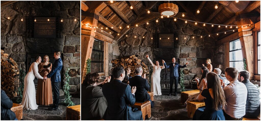 A Silcox Hut intimate winter wedding ceremony. 