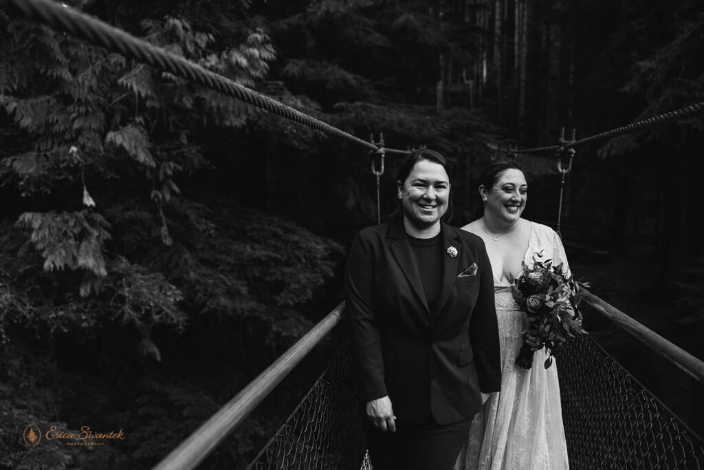 lgbtq couple during their forest elopement in Oregon