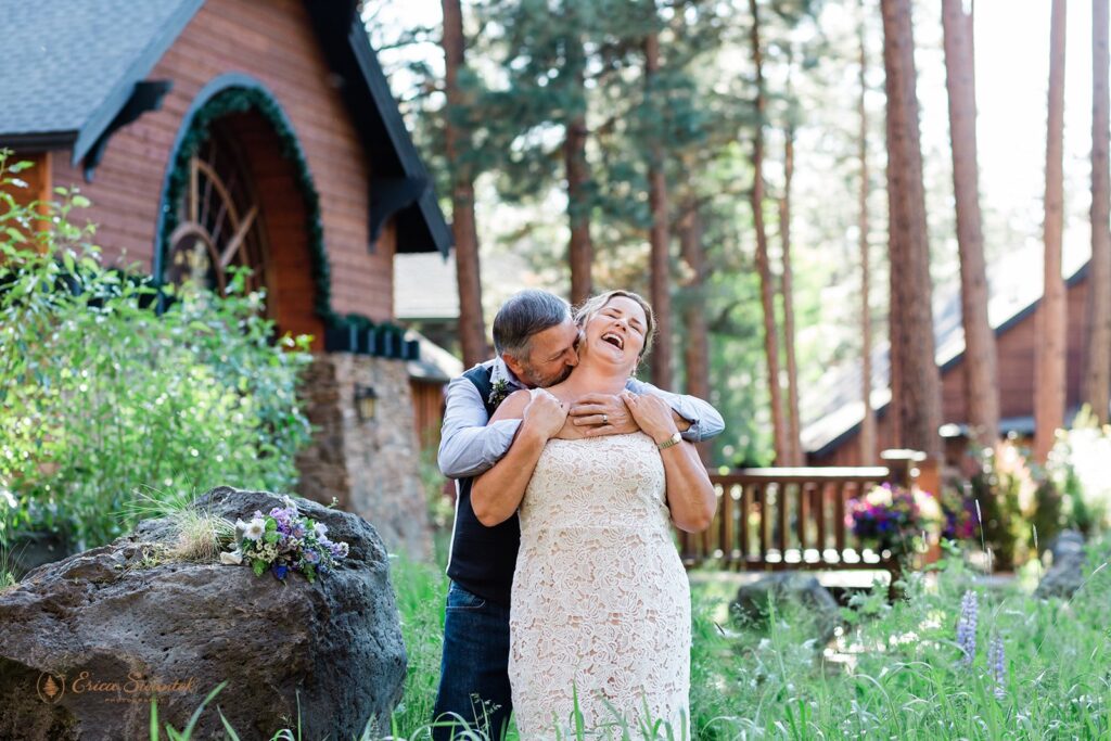 playful elopement couple at five pine lodge 