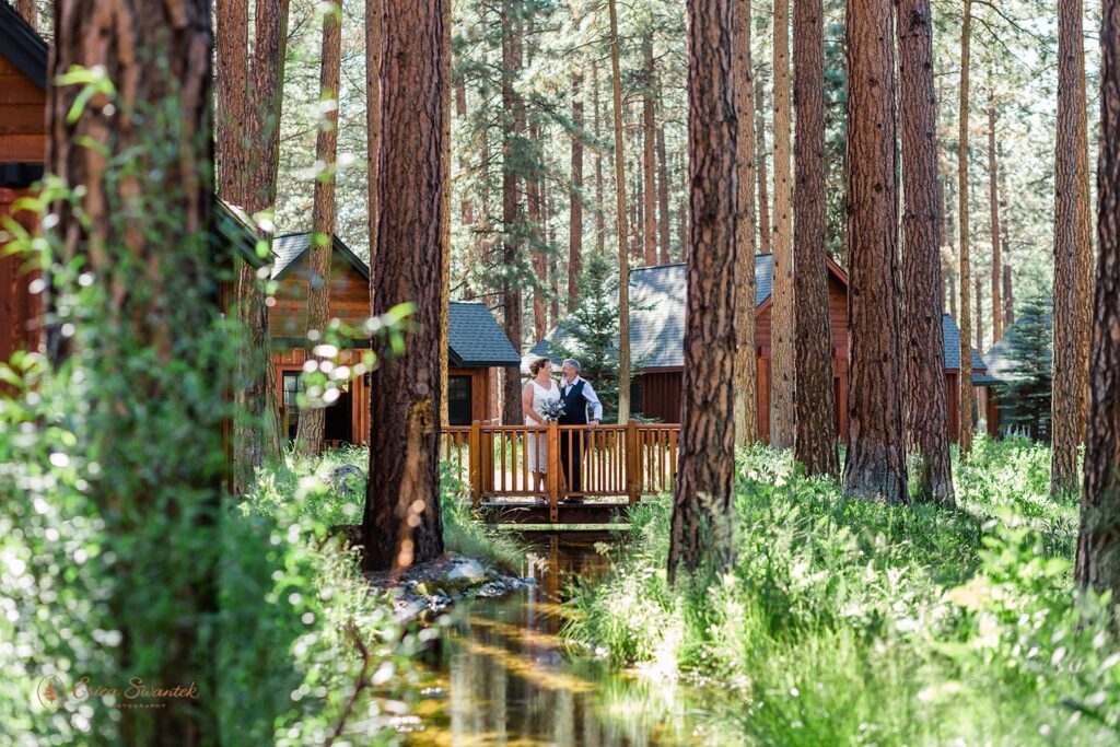 playful elopement couple at five pine lodge 