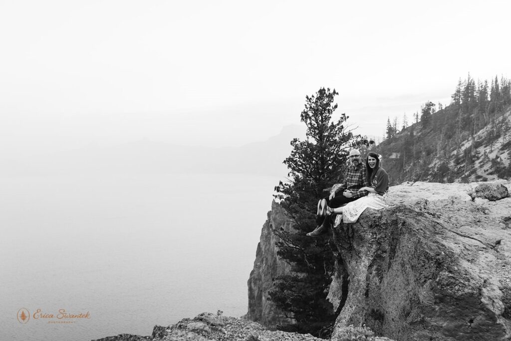 Crater Lake overlook with elopement couple.
