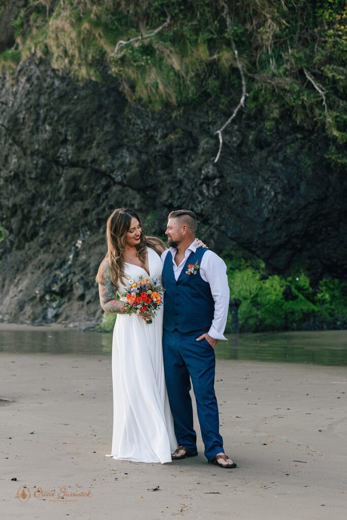 moody Oregon coast elopement