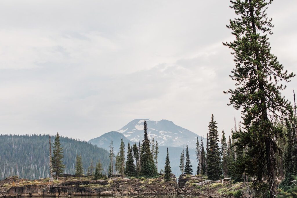 A mountain in the distance near Sparks Lake.