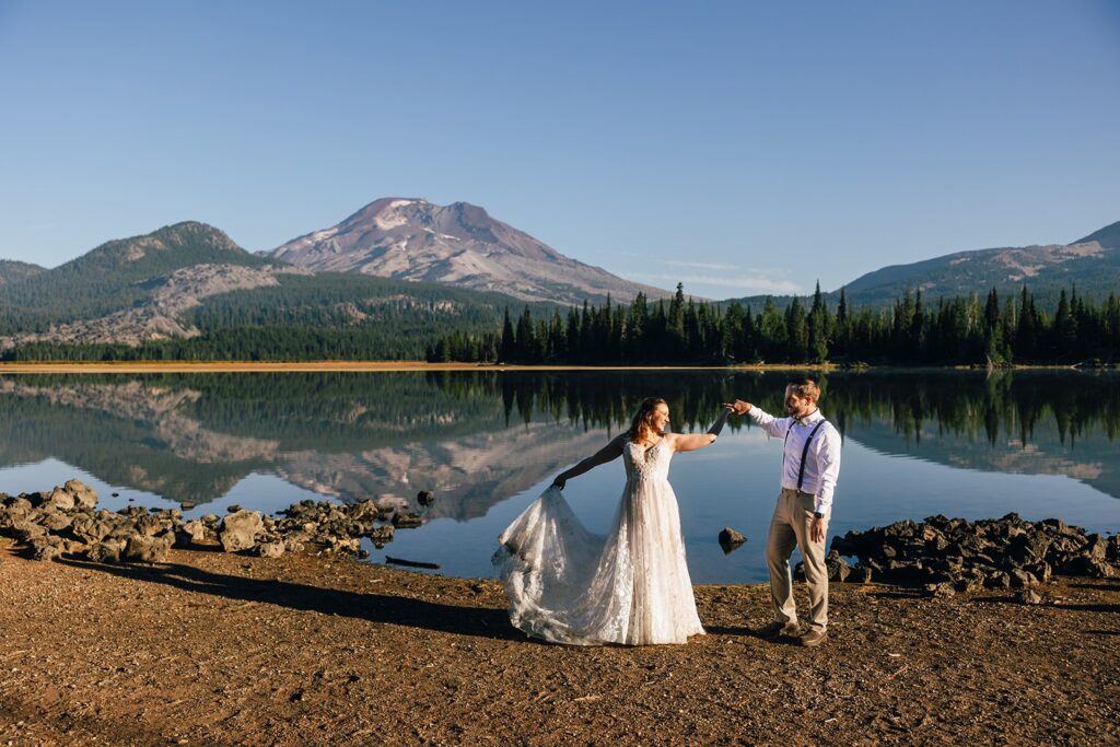 romantic sparks lake elopement with stunning mountain and lake views