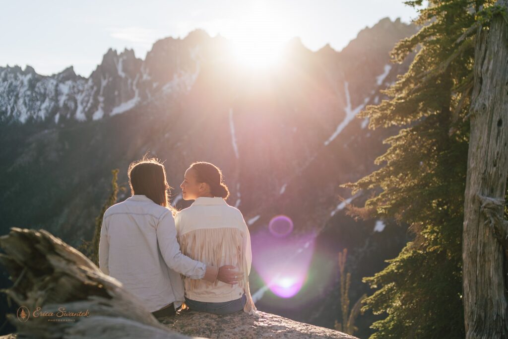 sweet couple during their north cascades engagement session in washington
