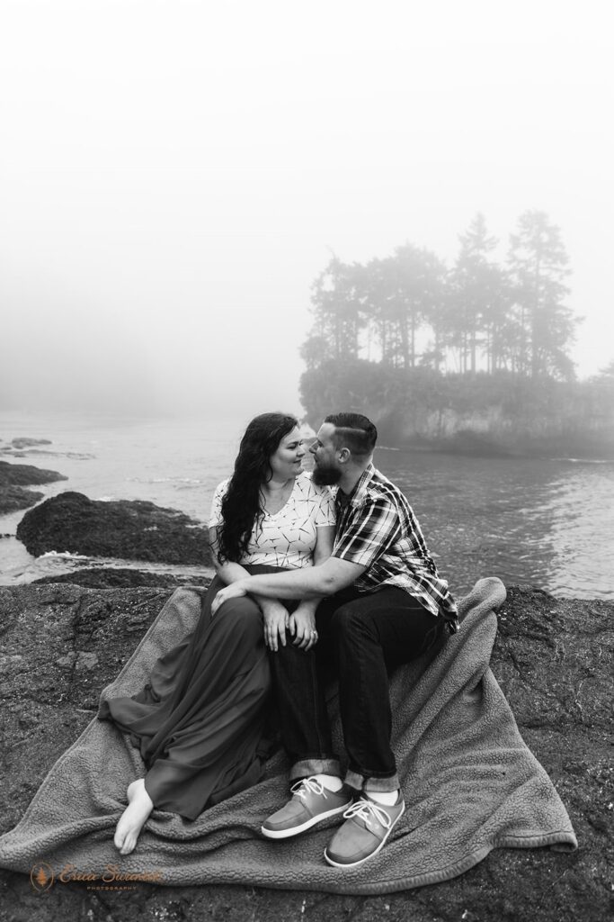 A Pacific Northwest coastal engagement session in Washington State