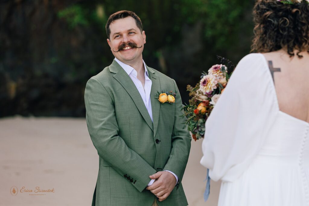 coastal elopement ceremony at hobbit beach,OR