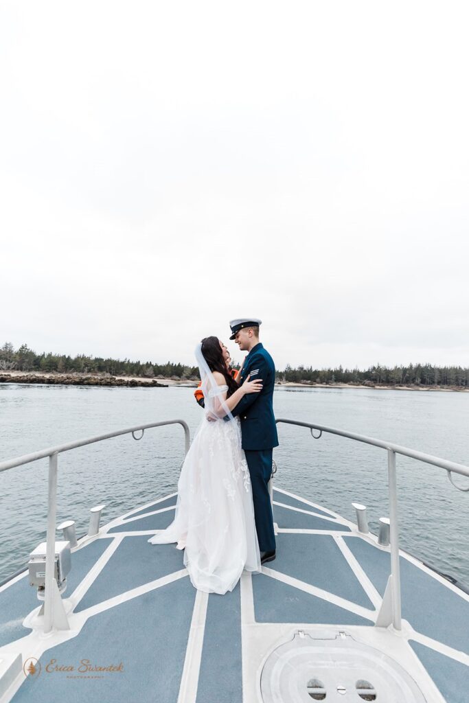 A military elopement on a boat in Oregon.