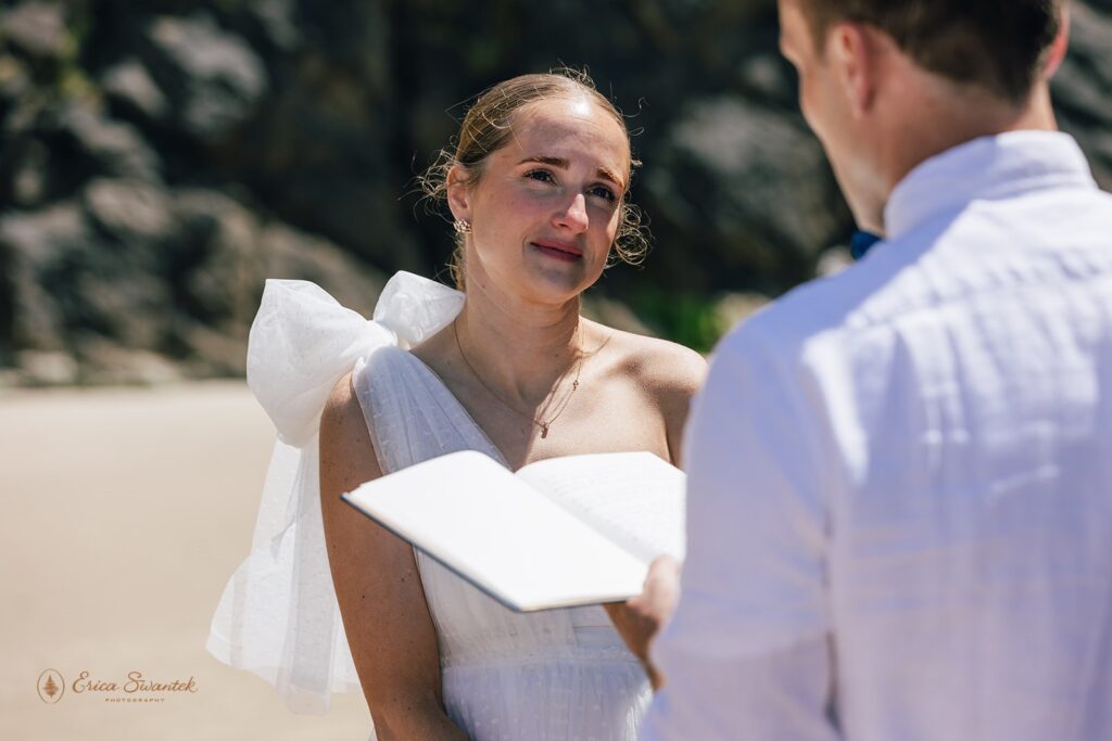 hug point elopement ceremony during a coastal elopement day in Oregon