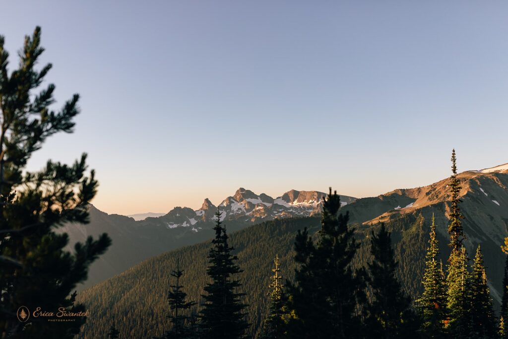 The Cascade Mountain Range at Sunset from Mt. Rainier National Park. 