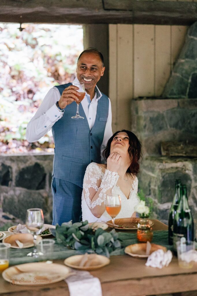 cozy intimate reception set up at eagle creek picnic shelter