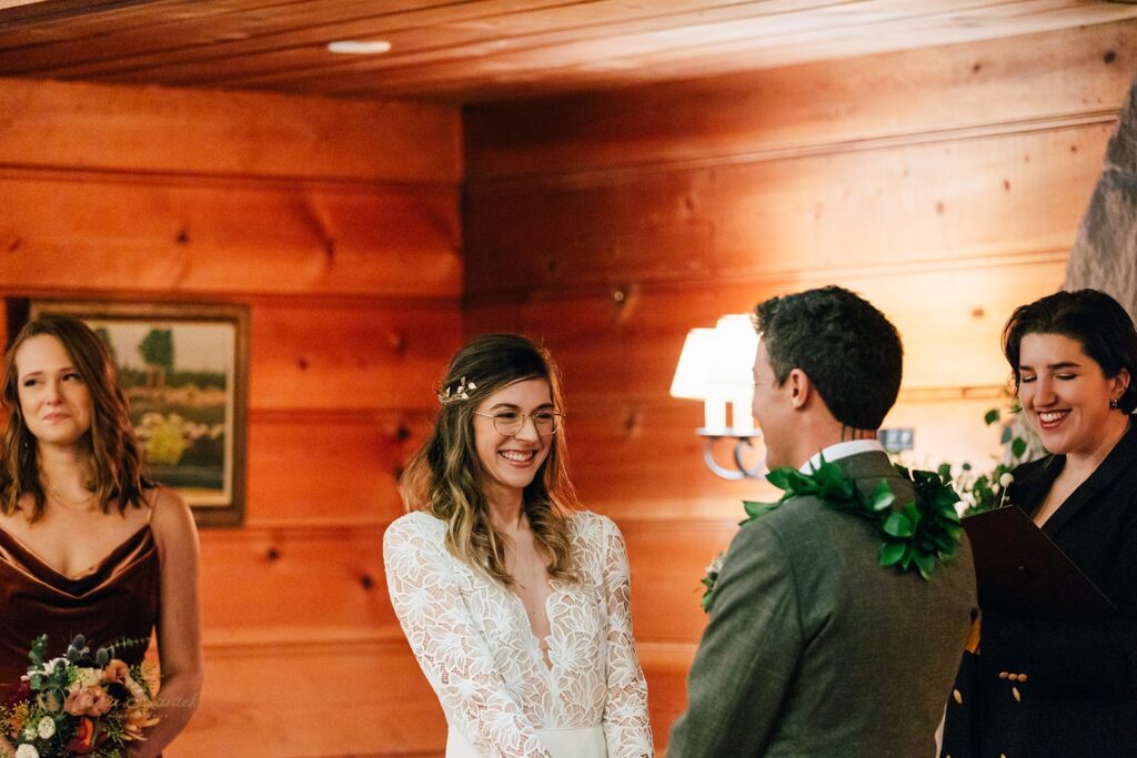 intimate cabin wedding ceremony at Lake Creek Lodge