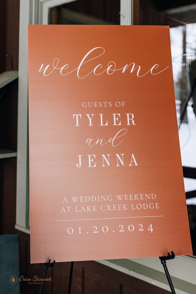 terracotta wedding reception signage