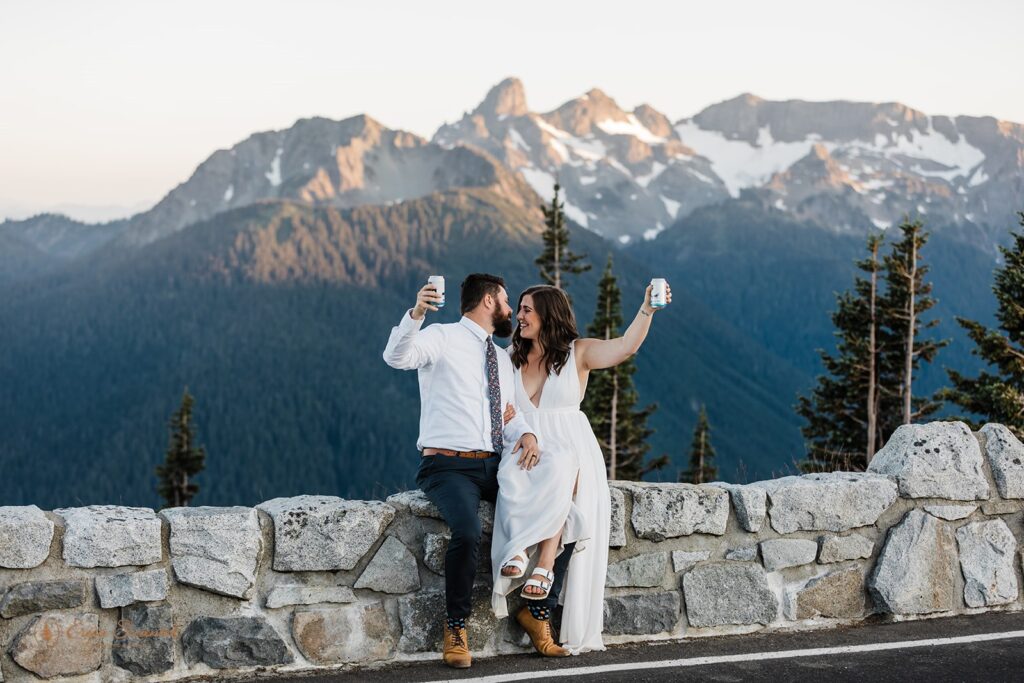 an adventurous elopement couple during their PNW elopement in Mt Rainier