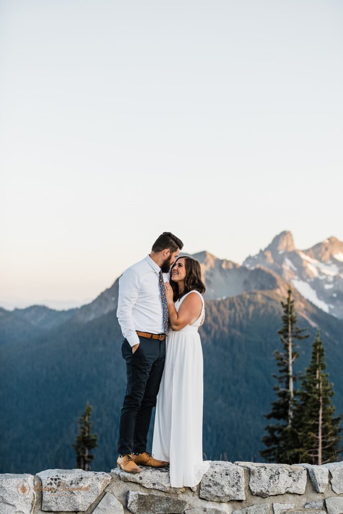 an adventurous elopement couple during their PNW elopement in Mt Rainier