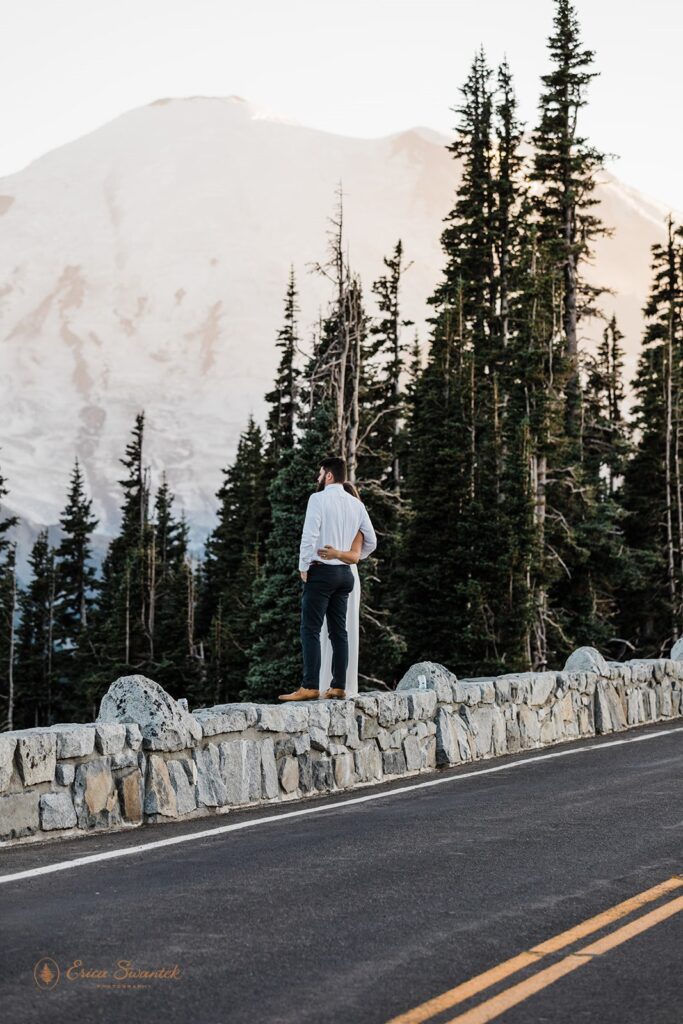 an adventurous elopement couple during their PNW elopement in Mt Rainier