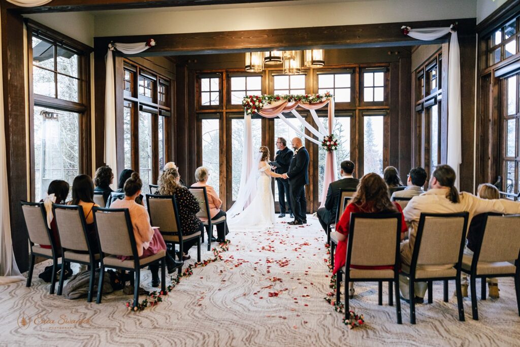 indoor intimate wedding ceremony in PNW