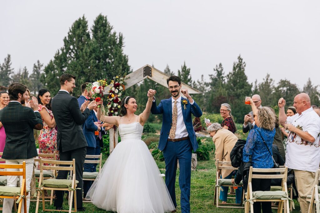 fun and happy wedding ceremony exit