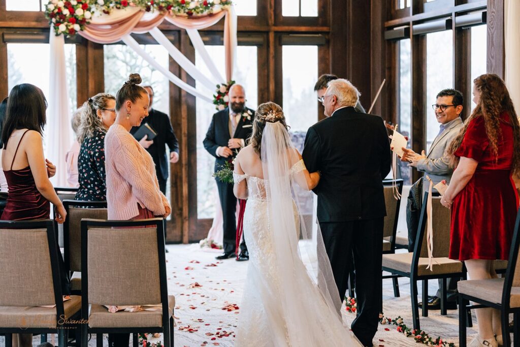 indoor intimate wedding ceremony in PNW