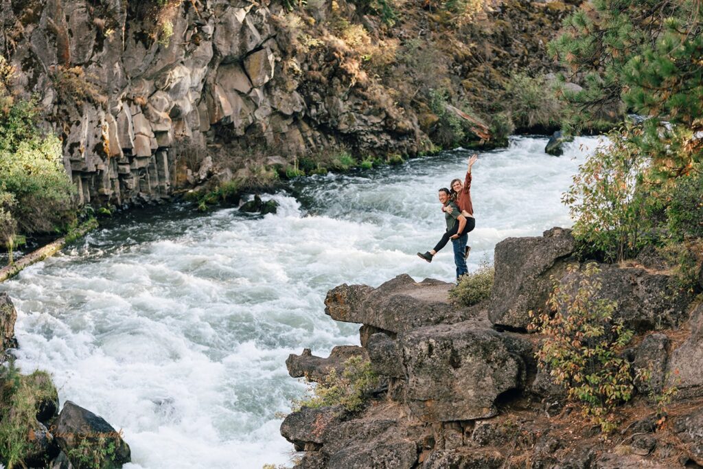 mountain engagement adventure session in Bend, Oregon.