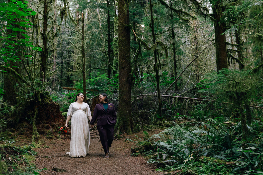 A LGBTQ+ Oregon elopement in the forest on the coast.