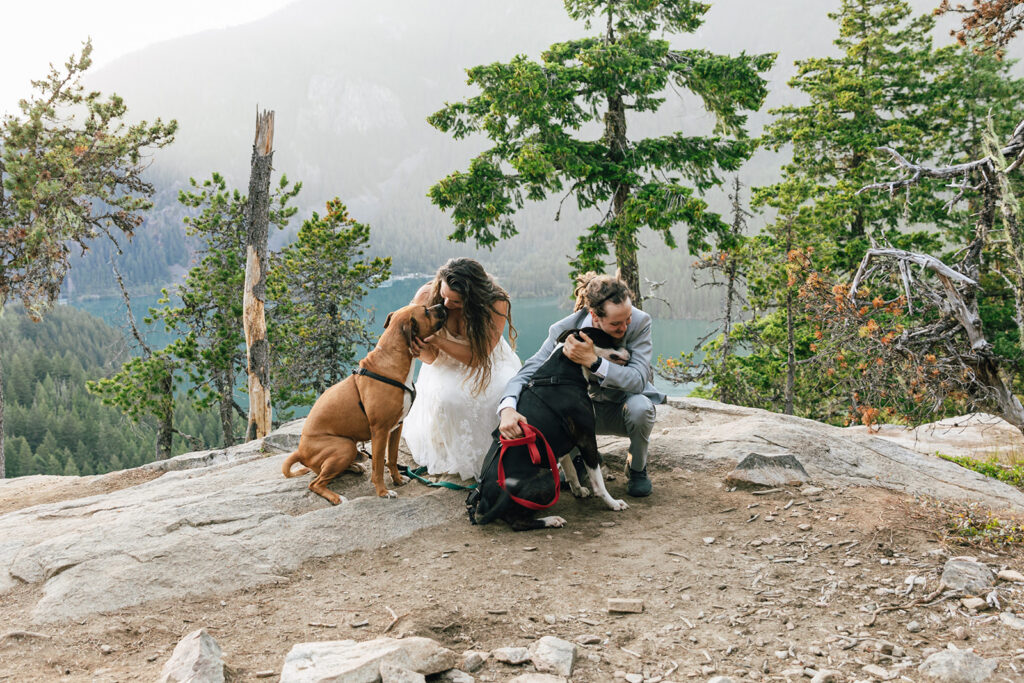 North Cascades hiking elopement with dogs.